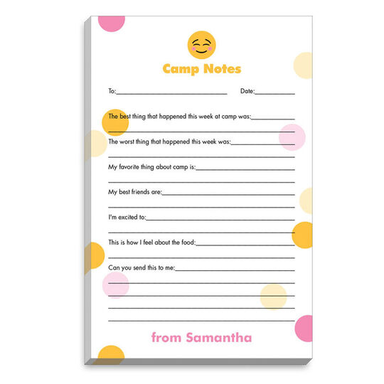 Blushing Emoji Dots Fill In Camp Notepads